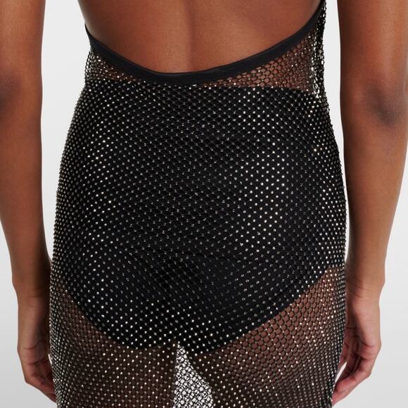 NWT Jonathan Simkhai Inaya Rhinestone Mesh Maxi Dress Black Coverup Beach Size M - Picture 12 of 14